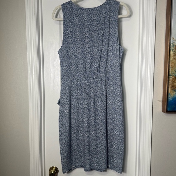 Garnet Hill Sleeveless Tencel Jersey Dress Side Pockets Blue Large - Picture 5 of 7